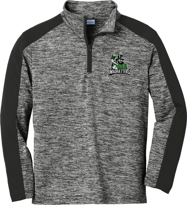 Atlanta Madhatters Youth PosiCharge  Electric Heather Colorblock 1/4-Zip Pullover